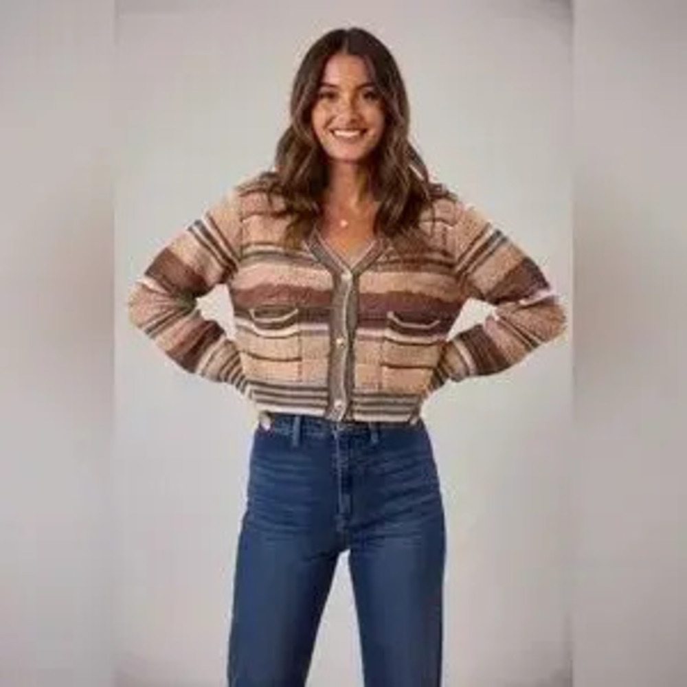 SO ME Textured Variegated Multi Color Cardigan - Picture 1 of 9